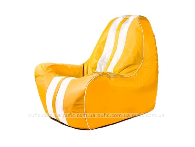 Кресло Ferrari XL, основа из ткани Oxford желтый, вставка из ткани Oxford белый - Pufic.com.ua - фото 1