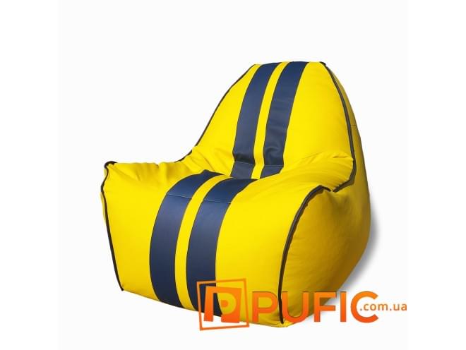 Крісло Ferrari XXL, основа з тканини Zeus Yellow, вставка з тканини Zeus Midnight Blue - Pufic.com.ua - фото 3