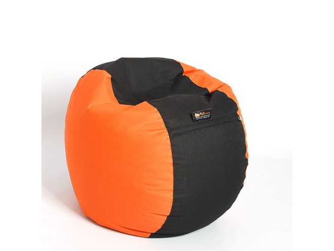 Крісло-мішок "Таблетка", основа: тканина Oxford помаранчевий, вставка : тканина Oxford чорний - Pufic.com.ua - фото 3