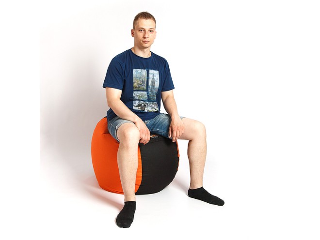 Кресло-мешок "Таблетка", основа: ткань Oxford оранжевый, вставка : ткань Oxford черный - Pufic.com.ua - фото 4