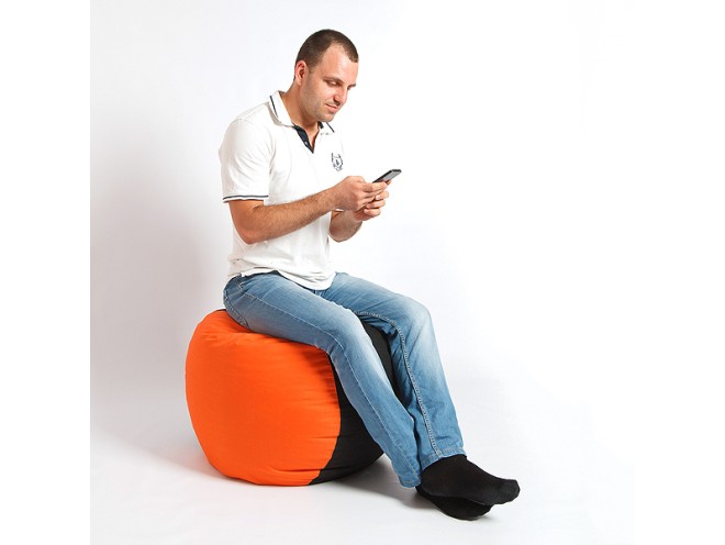 Кресло-мешок "Таблетка", основа: ткань Oxford оранжевый, вставка : ткань Oxford черный - Pufic.com.ua - фото 5